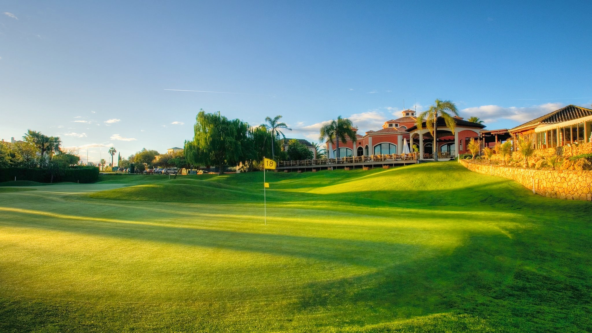 Pestana Gramacho green på hål 18 vid klubbhuset